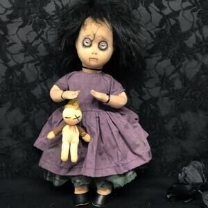 OOAK Creepy 15” Gothic Art Odd Weird Scary Eerie Horror Artist Goth Cloth Doll